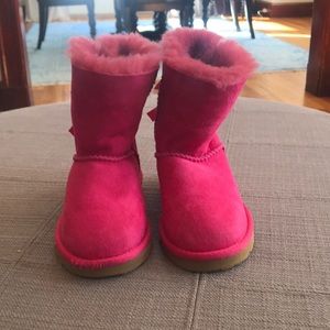 Little girls size 10 Ugg boots pink with bows